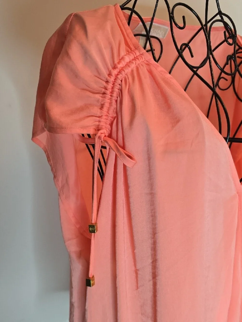 Michael Kors Coral Pink Surplice Short Sleeve Blouse